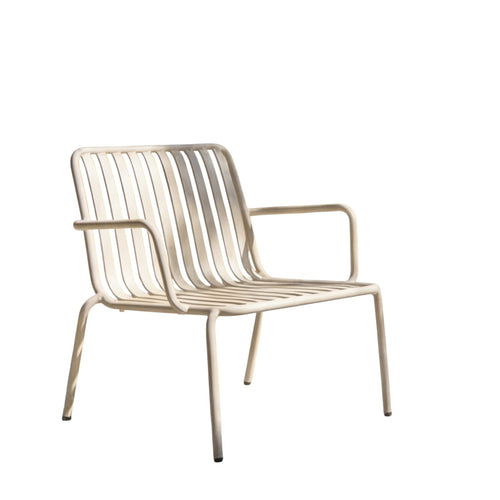 Tikamoon Lage tuinstoel van metaal in cremefarbenem - Beige