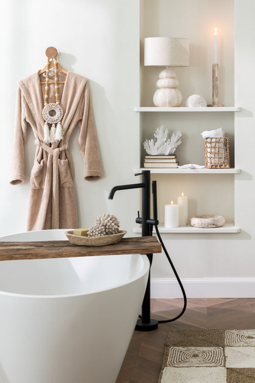 J-Line tapijt Vierkanten Geweven  - kunststof - wit/naturel