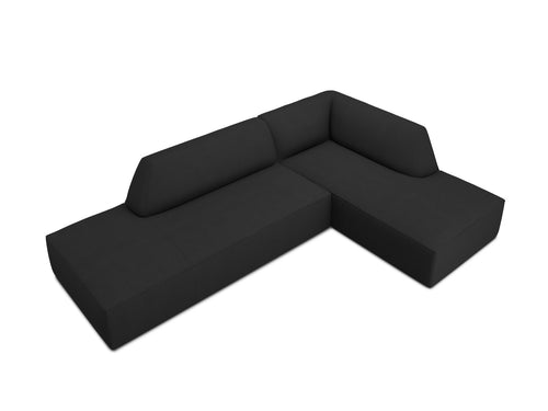 Micadoni rechter hoekbank Ruby 4-zits, structurele stof, zwart - 180x273x69cm