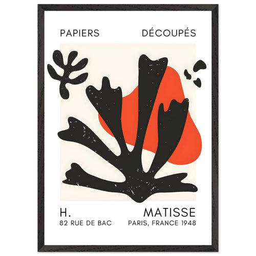 Artfulprints Poster met Lijst Matisse – Abstract bloom black   - 50x70 cm - Zwart