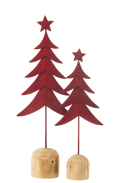 J-Line decoratie Kerstboom Op Voet  + Ster - metaal/hout - rood - large - vtwonen shop