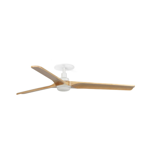 Faro Heywood Heywood inbouw plafondventilator met LED-verlichting, 132 cm, mat wit, grenenhouten bladen, CCT-kleur