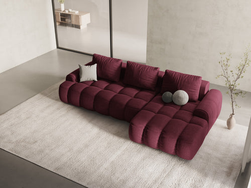 Cosmopolitan Design Converteerbare hoekbank rechts met opbergdoos Linz 3-zits, structurele stof bordeaux - 142x275x84cm