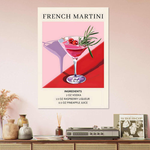 Artfulprints  French Martini cocktail - Ingrediënten   poster A4 21x29.7 cm - vtwonen shop