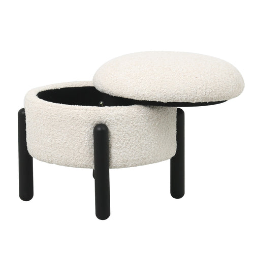 Giga Meubel Poef Charlise - Beige - Stof/Metaal - 45x45x36cm - vtwonen shop