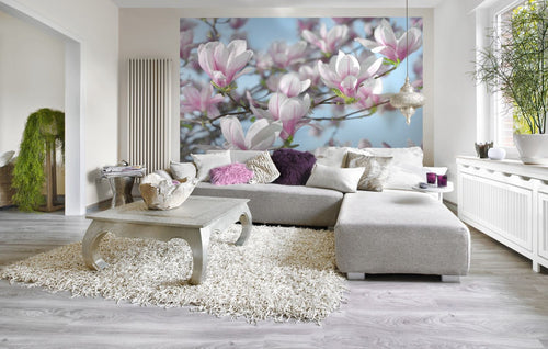 Komar fotobehang magnolia roze en blauw - 368 x 254 cm - 611003 - vtwonen shop