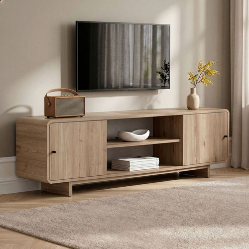 Calicosy - Tv-meubel CELENA - Donker hout 180x34x52 cm