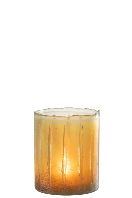 J-Line kaarshouder Strepen - glas - geel - small - vtwonen shop