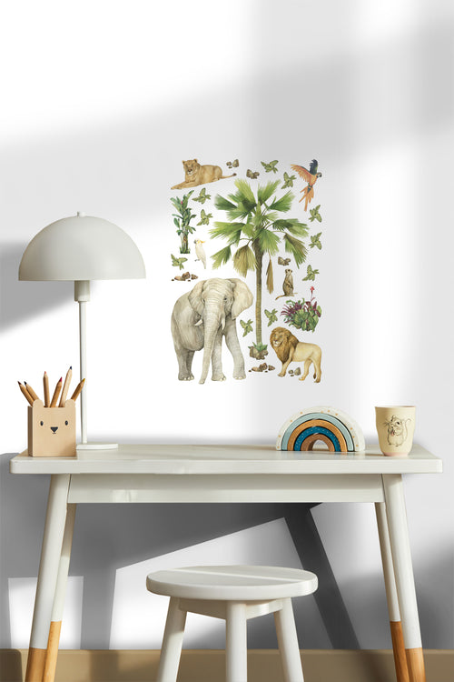 Sanders & Sanders muursticker jungle dieren groen - 65 x 42.5 cm - 601342