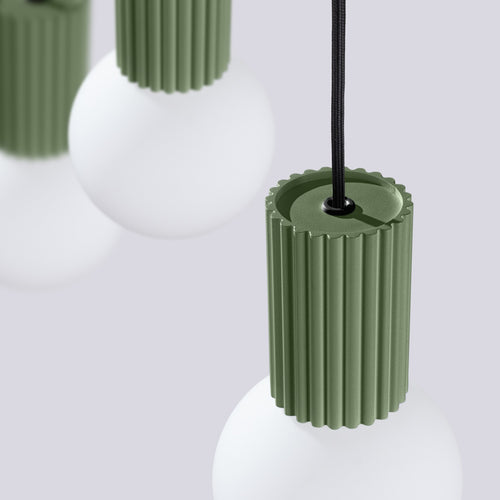Sollux Lighting Hanglamp HALO 3L olijfgroen - 40x6x120cm