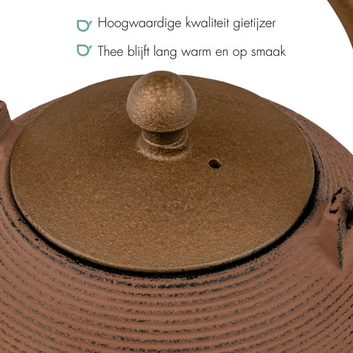 Bredemeijer - Gietijzeren theepot Sakura - 1,2 liter - Kastanjebruin - Met filter - vtwonen shop
