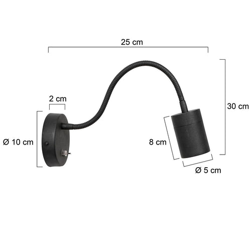 Mexlite wandlamp Upround - 1 lichts - 25x 30 cm - zwart - vtwonen shop