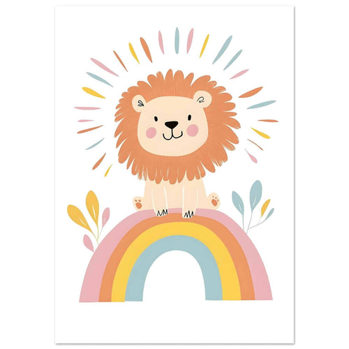 Artfulprints  Leeuw op de regenboog   poster A4 21x29.7 cm - vtwonen shop