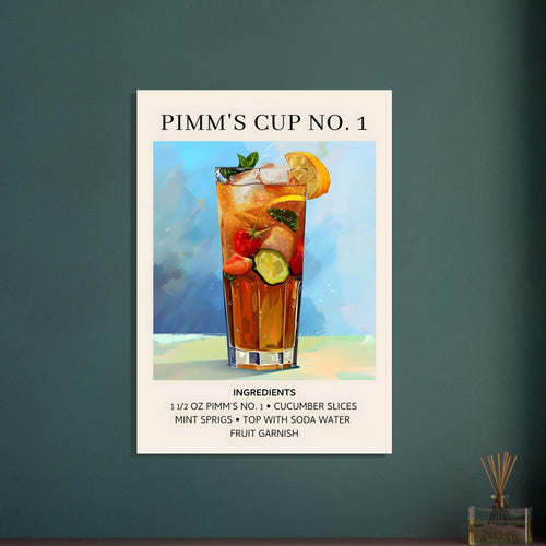 Artfulprints  Pimm's Cup No. 1 cocktail - Ingrediënten   poster A4 21x29.7 cm - vtwonen shop