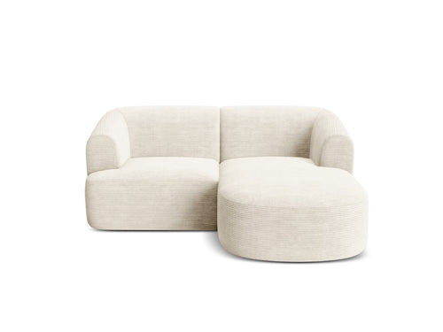 Cosmopolitan Design Modulaire hoekbank rechts Campi 3-zits, ribfluwelen ivoor - 156x180x70cm