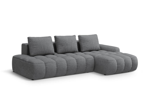 Cosmopolitan Design Converteerbare hoekbank rechts met opbergdoos Linz 3-zits, structurele stof grijs - 142x275x84cm