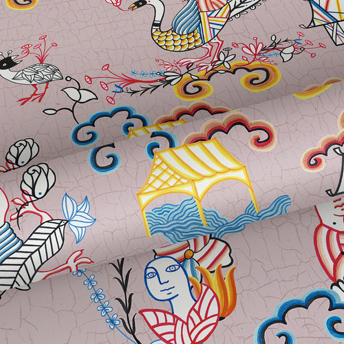 Walls4You behang surrealistisch motief oudroze en meerkleurig - 53 cm x 10 m - 640153