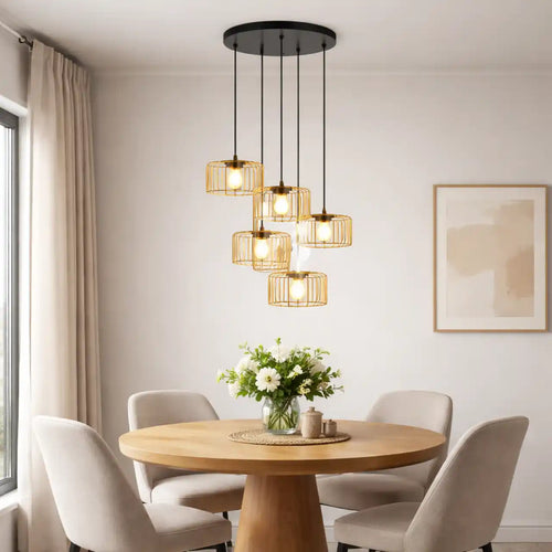 Steinhauer hanglamp HaloSwap - 5 lichts - 40  x  335   cm - beige