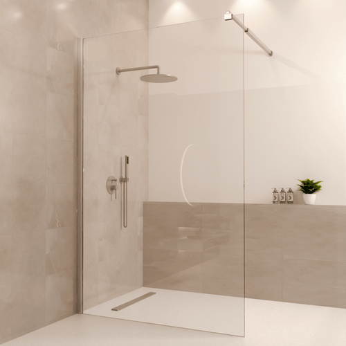 LOMAZOO douchewand Lima - inloopdouche - anti kalk nano coating - helder glas - 8 mm - chroom - 120 x 200 cm