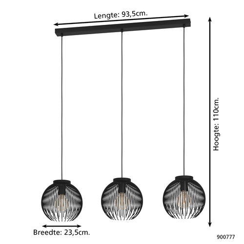 EGLO hanglamp Venezuela-A - E27 - 93,5 cm - Zwart - vtwonen shop