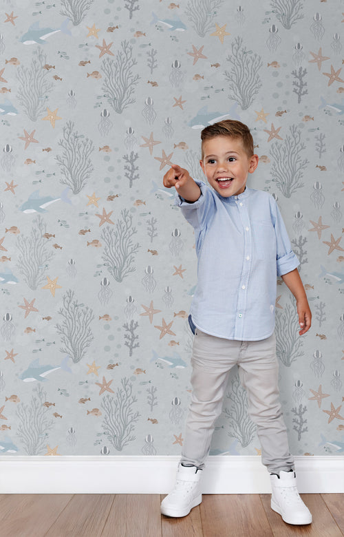 ESTAhome behang onderwaterwereld vergrijsd blauw - 50 x 900 cm - 130929 - vtwonen shop