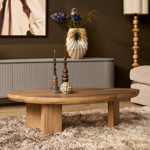 StarFurn Salontafel Zillah - Driehoek Naturel Hout - 130x70x35cm