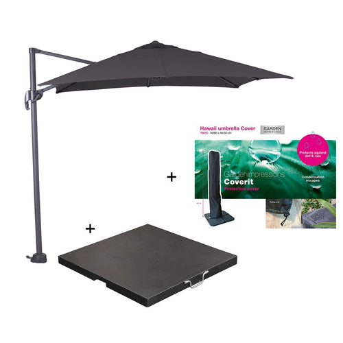 Garden Impressions zweefparasol Hawaii S zwart 250x250 cm incl 80 kg voet en hoes