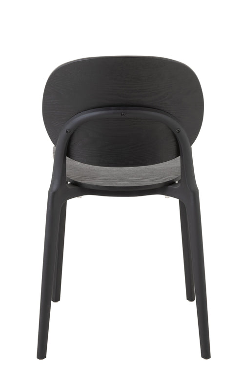 J-Line stoel Basic - kusntstof - zwart - 2 stuks