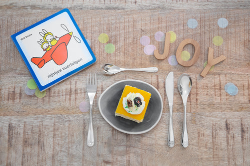 Zilverstad - Kindercouvert Nijntje voertuigen met boekje - 4 delig - RVS