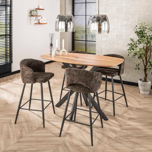 Giga Meubel Barstoel Salon Tissee - Bruin Stof - Set van 2 - vtwonen shop