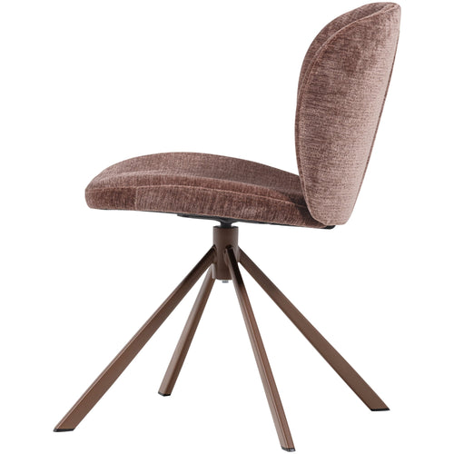 WOOOD eetkamerstoelen Femke - Chenille - Bruin- Set van 2