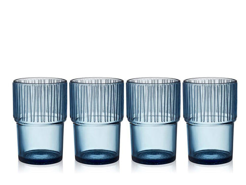 Bitz Waterglas Kusintha 280 ml - kleur Blauw - set van 4 stuks - stapelbaar - vtwonen shop