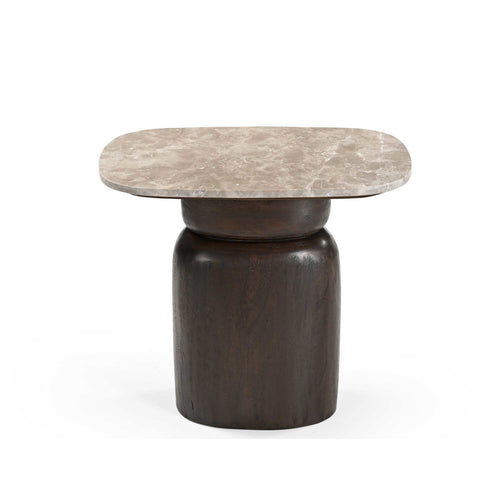 Starfurn Bijzettafel Silva - Ovaal Bruin Hout/Marmer - 56x36x51cm