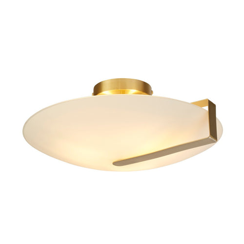 Searchlight Sundial Plafondlamp met inbouwspot - Goudkleurig metaal en matglas