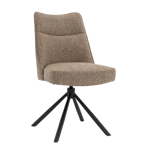 DÉJA Living Eetkamerstoel Meau - Taupe/Zwart - Draaibaar - Set van 2