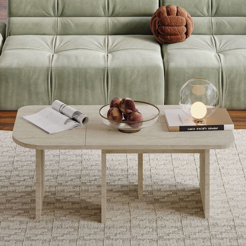 Calicosy - Set van 2 salontafels ADEL - Beige 90x45x35 cm