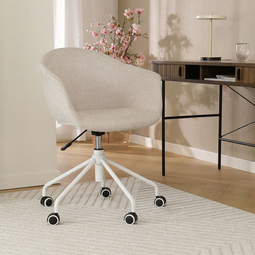 Nolon Nout-Otis Bureaustoel Beige - Armleuningen - Wit - vtwonen shop