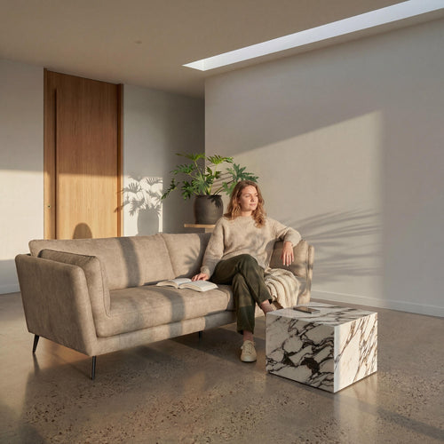Furnhouse 3-zitsbank Bari - Taupe - Stof - 92x224x84