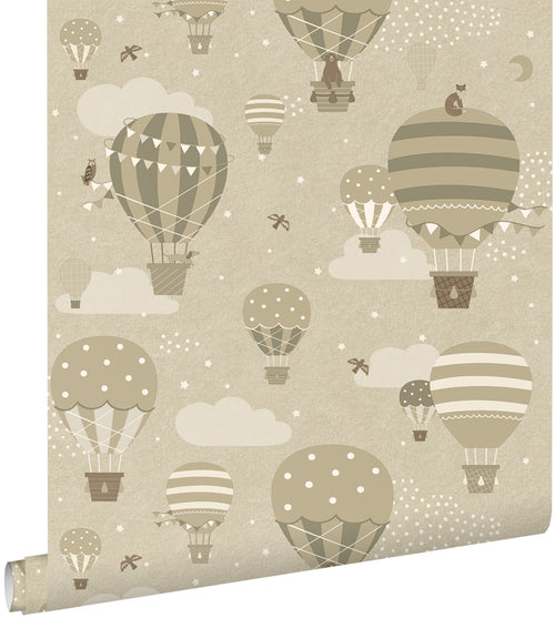 ESTAhome behang luchtballonnen olijfgroen - 50 x 900 cm - 131343 - vtwonen shop