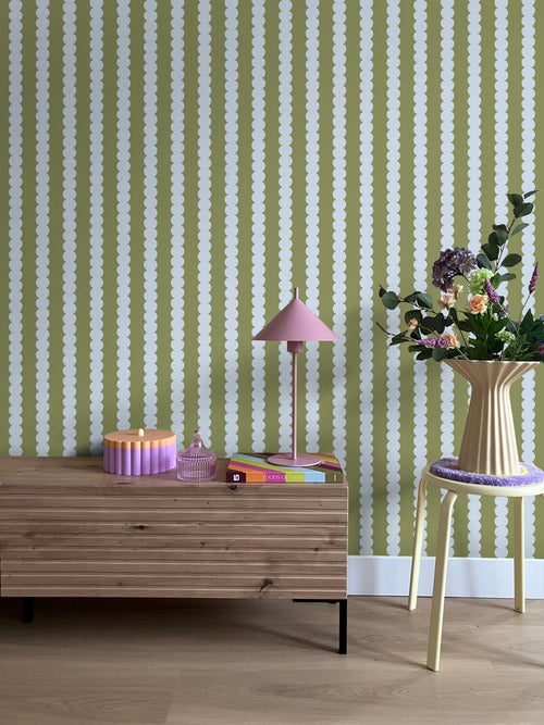 ESTAhome behang grafische print blauw en groen - 0.53 x 10.05 m - 131747