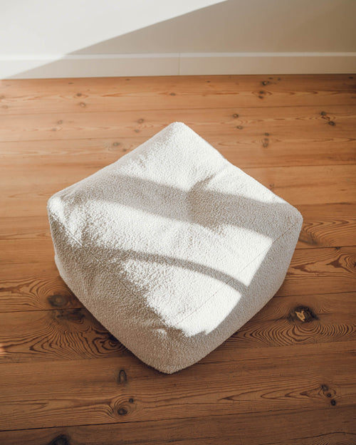 noo.ma Keno Pouf wol Cloud Beige Bouclé 50-70 cm