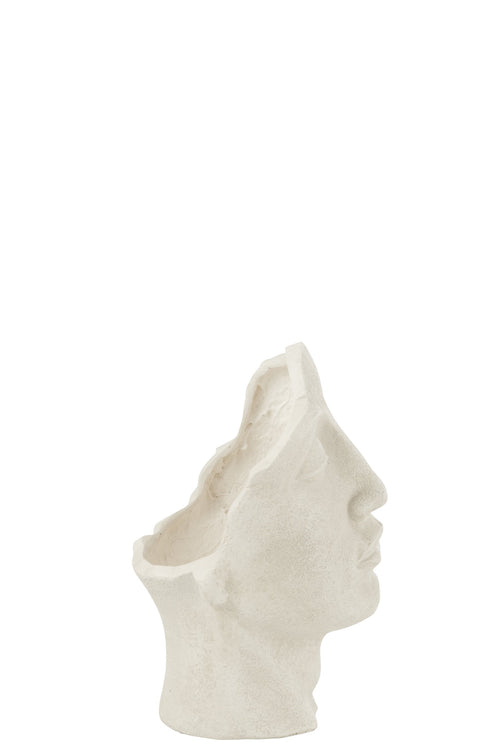 J-Line bloempot David - keramiek - wit - small - Ø 22 cm