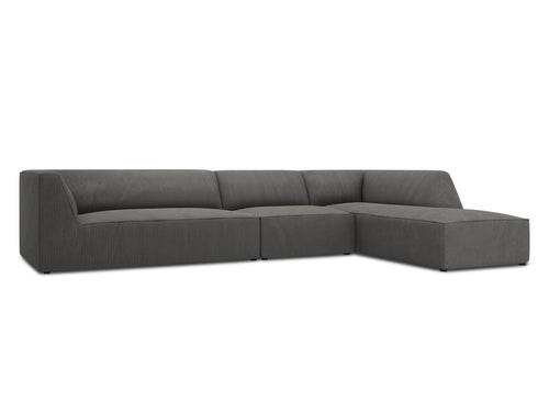 Micadoni rechter hoekbank Ruby 5-zits, ribfluwelen, donkergrijs - 180x366x69cm