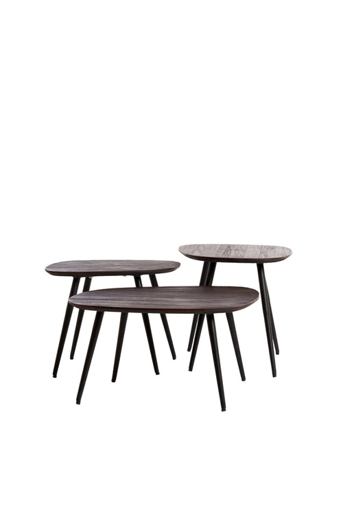 Light & Living salontafel VIEJO - 62x42x38cm - bruin - Set van 3
