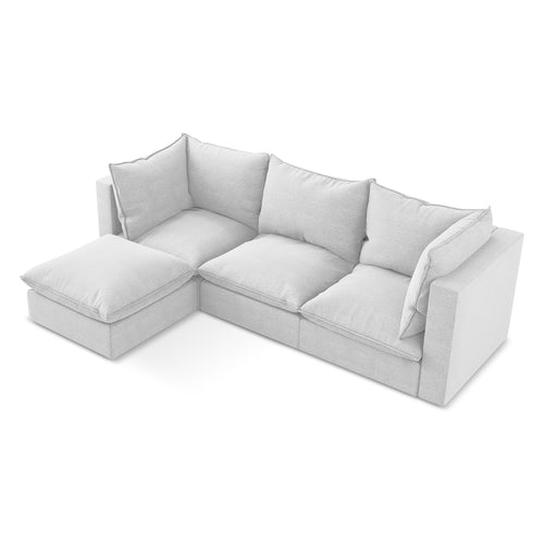 LaMiaSofa hoekbank links Ravenna - bouclé - zilver - 255x165x77