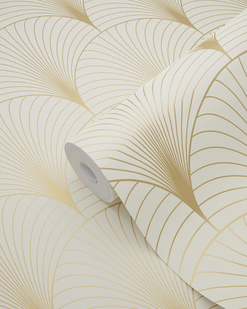 ESTAhome behang art deco motief beige en goud - 53 cm x 10.05 m - 139458