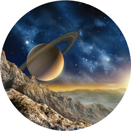 Sanders & Sanders zelfklevende behangcirkel planeten in de ruimte blauw en beige - Ø 70 cm - 601102