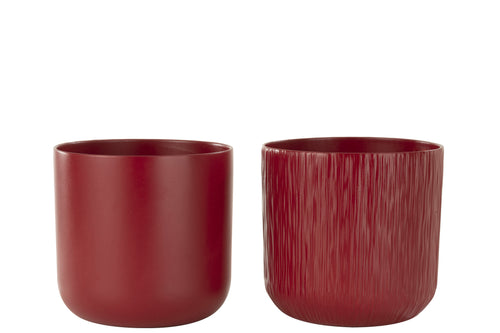 J-Line bloempot Gen - keramiek - rood - extra large - 2 stuks - Ø 20.5 cm - vtwonen shop