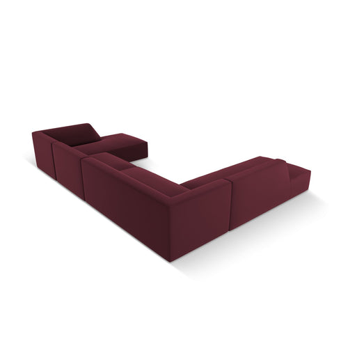 Cosmopolitan Design - Modulaire panoramische hoekbank links Siena 7-zits, imitatieleer bordeaux - 273x366x69cm