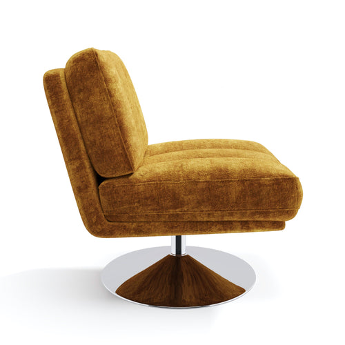 Sia Home - Fauteuil TIMELESS - Fluweel met structuur - Mosterd - 60.5cm